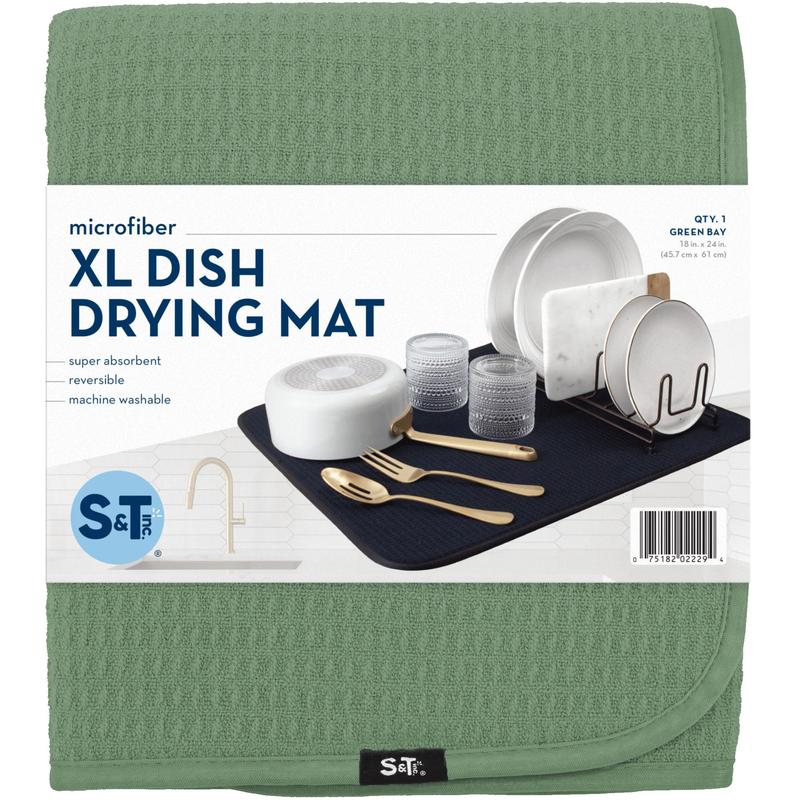 TikTok Shop S T INC. Dish Drying Mat XL Highly Absorbent Microfiber Kitchen Counter Mat Dish Drying Pad for Dishes Utensils Pots and Pans Extra Large 18 x 24