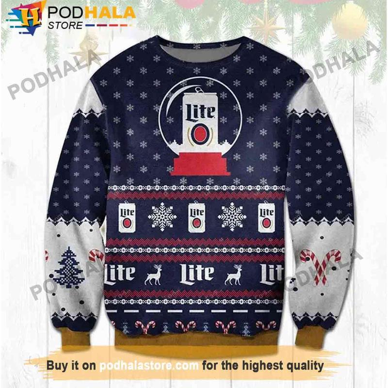 TikTok Shop Miller Lite Beer Christmas Sweater Gifts For Beer Drinkers Podhalastore