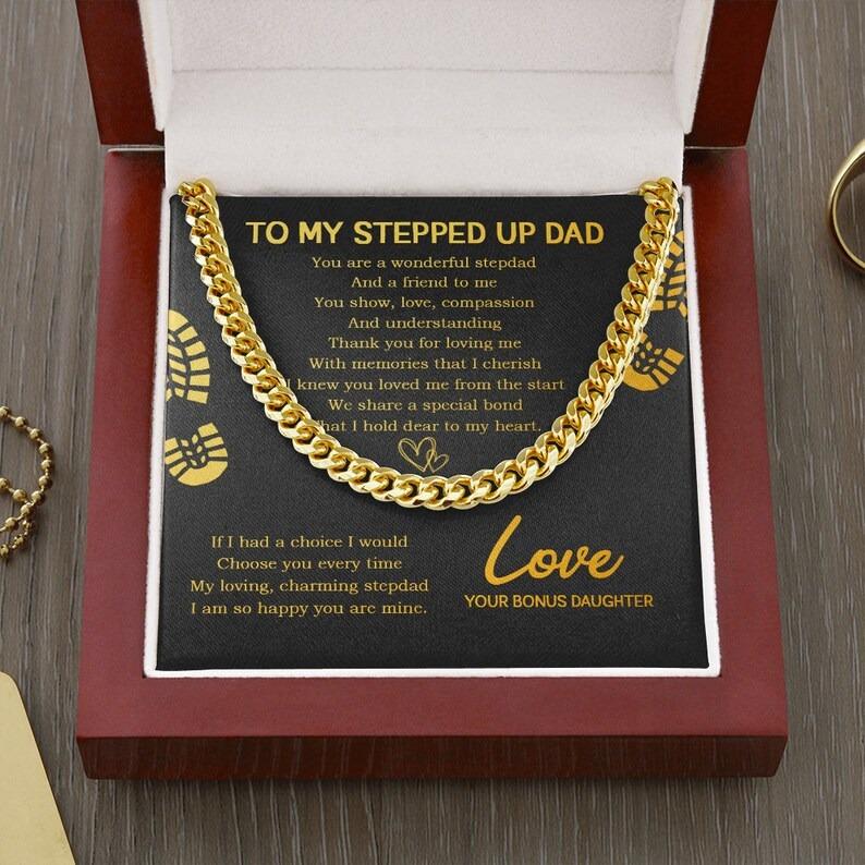 To my Police dad Cuban link chain necklace gift from daughter, Christmas gifts for him, retailer Father’s Day gift from wife , birthday gift for dad.