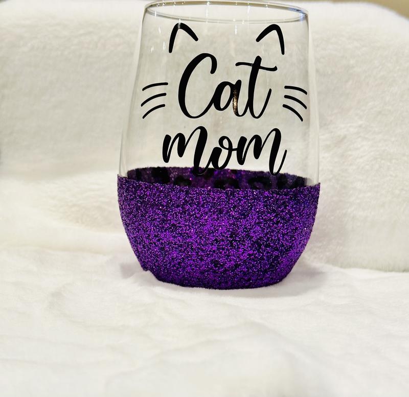 Cat mom fashion wine glass