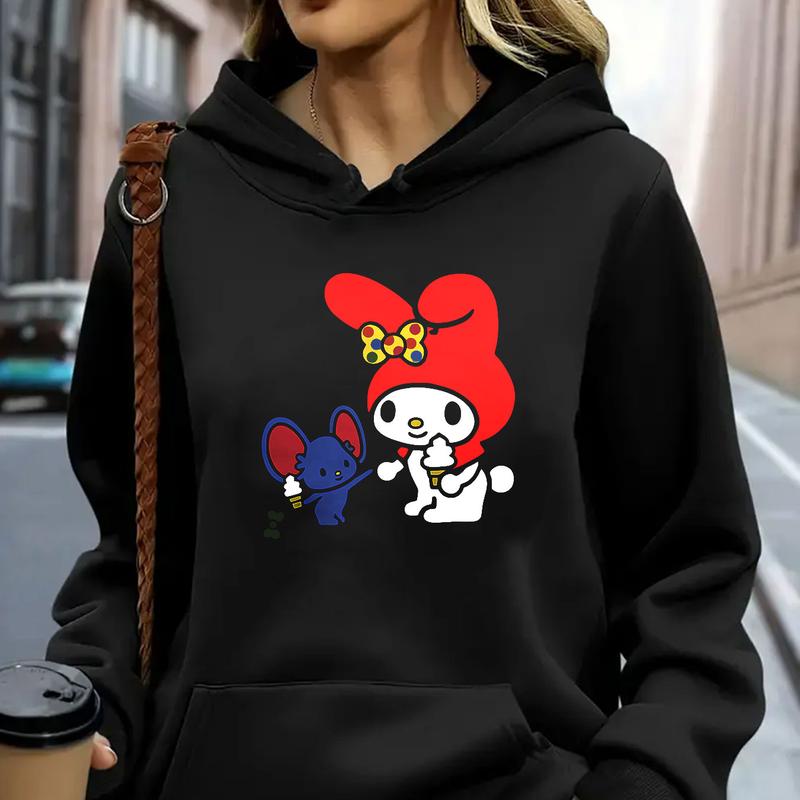 TikTok Shop Kero Kero Keroppi Print casual hoodie for men and women oversized fleece long sleeved comfortable casual basic pullover long sleeved hoodie All Seasons Q4 1