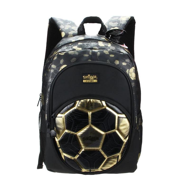 TikTok Shop Australia Smiggle Original Children s Schoolbag Boys Backpack Golden Football Waterproof PU Bags 16 Inches 7 12 Years Old