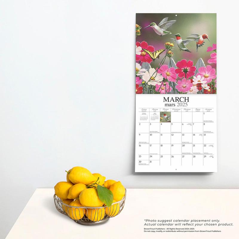 Feathered Friends | Amis a Plumes | 2025 12 x 24 Inch Monthly Square Wall Calendar | English/French Bilingual | Featuring the Artwork of William Vanderdasson | Hopper Studios | Wildlife Animals Birds 4