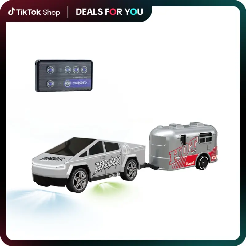 Hotfree 1/64 Mini RC Cybertruck, Alloy Drift Car with Trailer, USB Rechargeable 2.4GHz Remote Control Vehicle, Indoor Outdoor Racing, Desktop Entertainment, Fun Birthday & Christmas Gift for Boys, Kids & Fathers Cozyvibes 0
