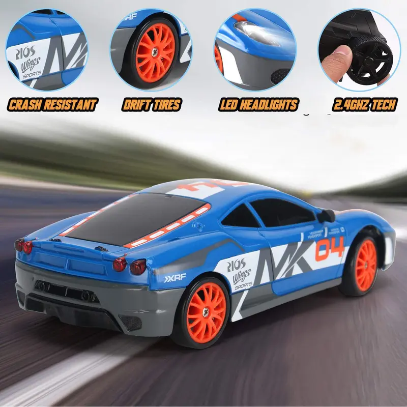 Remote Control Car RC Drift Car Valentine's Day Gift 2.4GHz 1:24 Scale 4WD 15KM/H High Speed Model Vehicle LED Lights Drifting Tire Racing Sport Toy Car for Adult Boy Girl Kid Gift 7