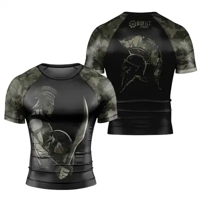 Kimeora Men's Rash Guard Shirt Short Sleeve - Compression Baselayer For Jiu Jitsu & MMA Training