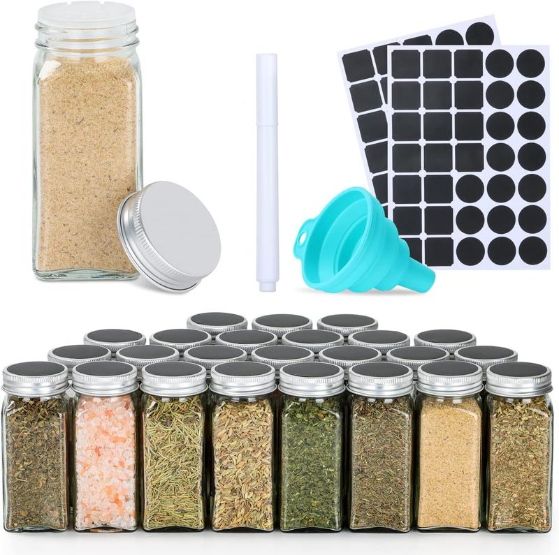 24 Pcs 4oz Glass Spice Jars with Label, Seasoning Organizer, - TikTok Shop