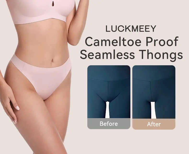Product Introduction of LUCKMEEY Camel Toe Cover Thongs for Women - G-String, Seamless Design, Basic Fit, Machine Washable, Comfortable Underwear - Womenswear Everyday Black 3