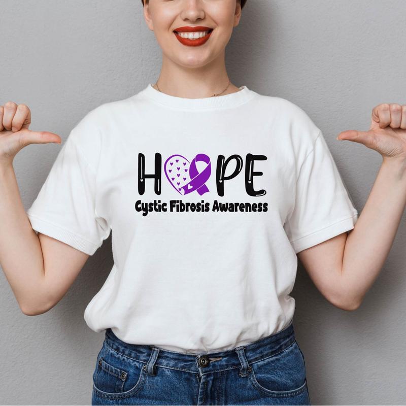 Cystic Fibrosis Awareness Purple Ribbon Support T-Shirt Cystic Fibrosis Awareness Purple Ribbon Support T-Shirt