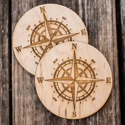 Rose Coaster Set of two 4x4in Raw Wood Rose Coaster Set of two 4x4in Raw Wood