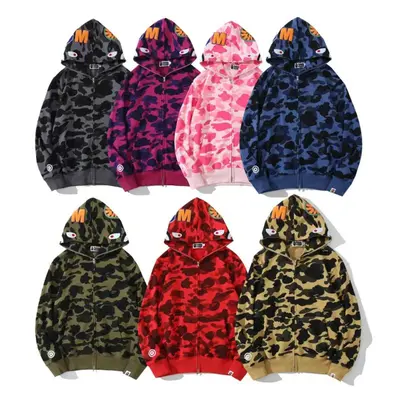 Sweatshirts Camouflage Sleevee Casual discount Bape Blue Shark Hooded Coat for Men Women