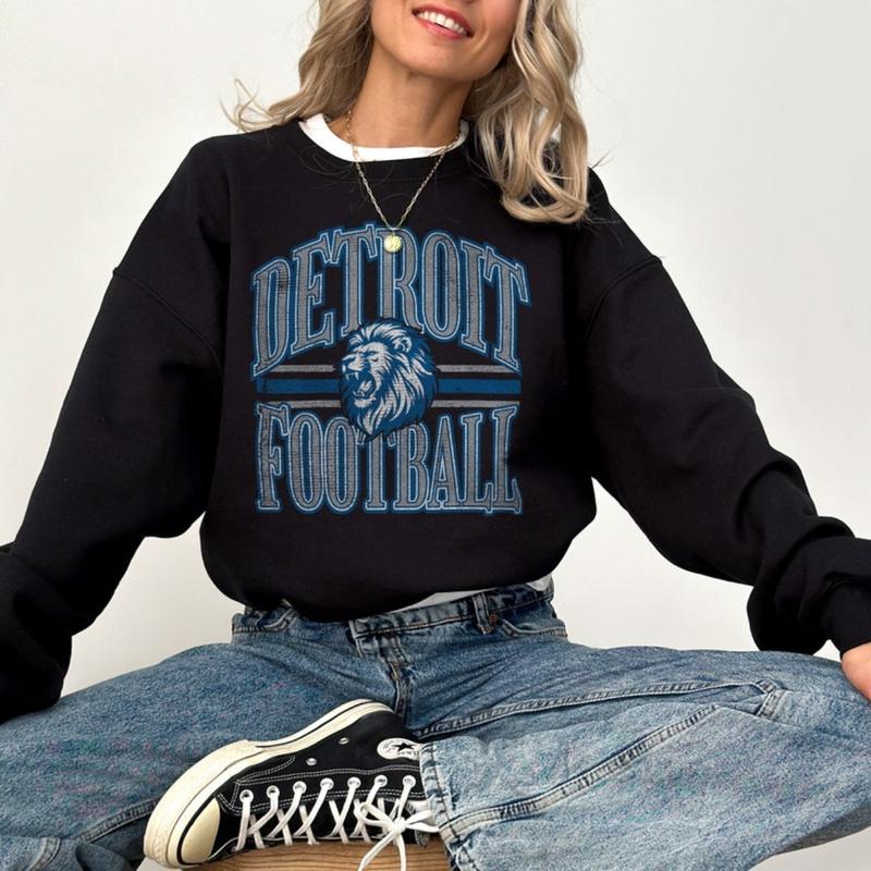 TikTok Shop Detroit Football Sweatshirt Vintage Detroit Lions Crewneck Sweatshirt Lions Gear Detroit Lions Sweat Detroit Game Day Sweatshirt detroit sweatshirt football sweatshirt Gift for Friendship ...