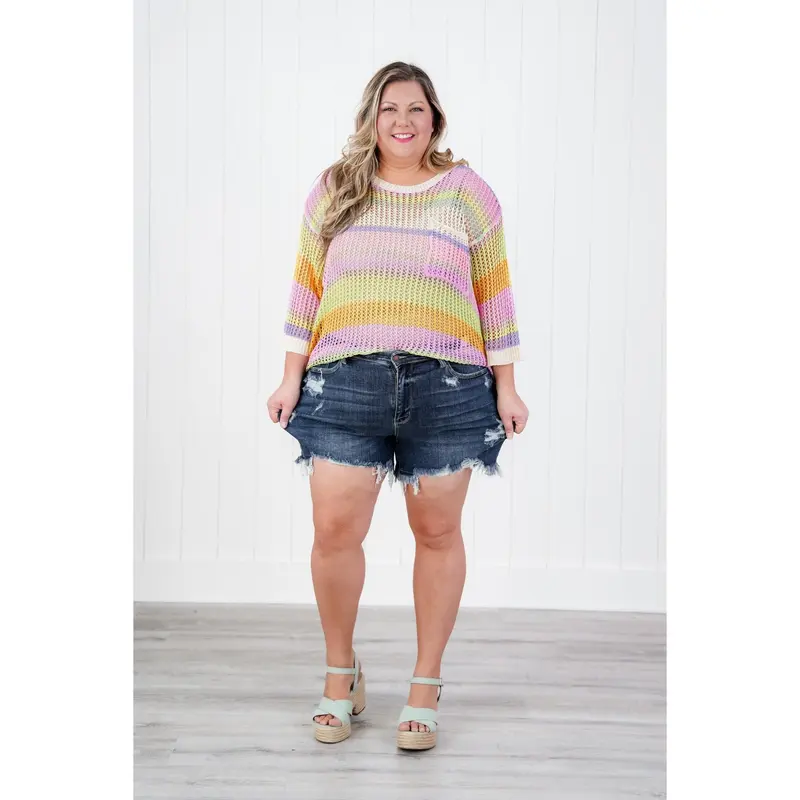 Judy Blue Hot Girl Summer Dark Wash Destroyed Fray Hem Shorts 4