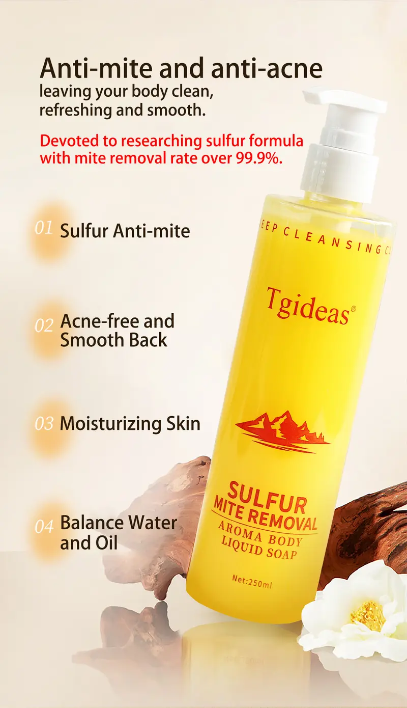 Product Introduction of Buy 1-Get 1 Free! "Tgideas Sulfur Soap Shampoo & Body Wash Only $16.9 - Fights Acne & Dandruff - Deep Cleansing for Men & Women" Clear Gentle 15