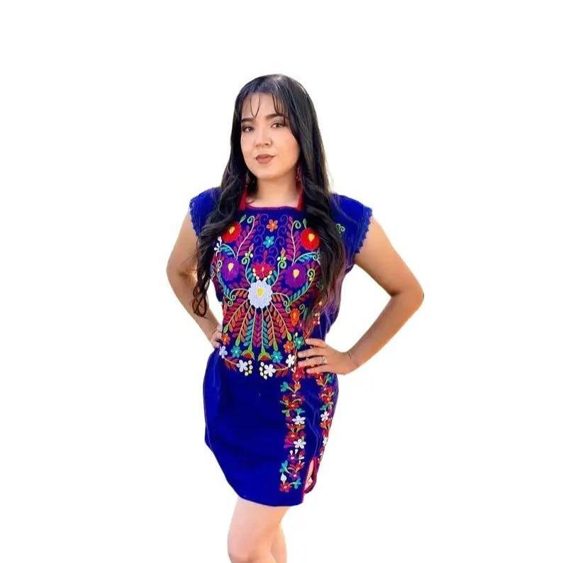 Women s Dress Short Mexican Embroidered Dress Floral Dress Mexican Party Dress Classy Mexican Dre