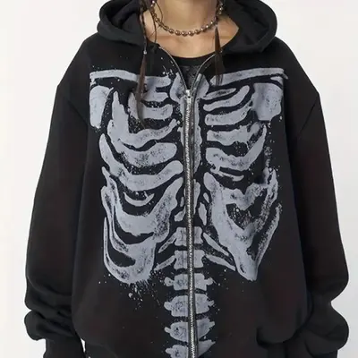 Skeleton sweater zip up sale