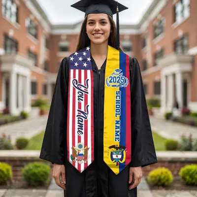 thumbnail image 2 of Plain Graduation Stole Class Of 2024, Graduation Sash, Classic End With Trim Unisex Adult 70 For Academic Commencements 2 of 14