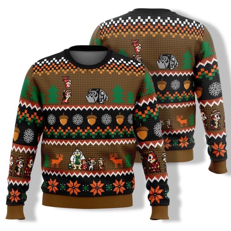 TikTok Shop Chip N Dale Ugly Sweatshirt Rangers Ugly Christmas Sweatshirt Squirrel Christmas Sweatshirt Women Christmas Sweatshirt Christmas Shirt Ugly Sweatshirt Gift For Christmas Gift For Friends F...