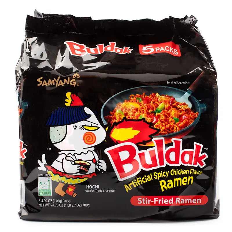 Samyang Buldak Ramen Black, Hot Chicken Flavor 5pk 24.7 oz Spicy Korean Instant Food Noodle black buldak Pansit 0