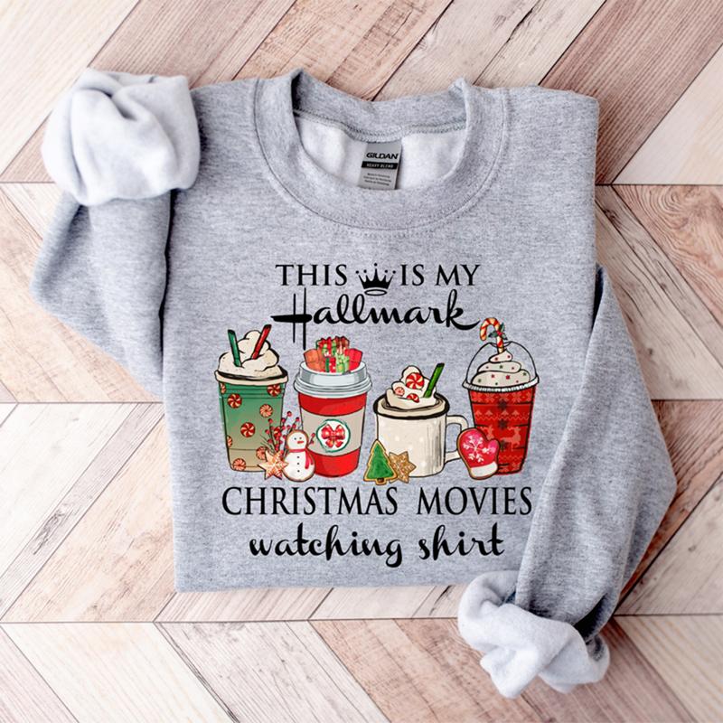 TikTok Shop This is My Hallmark Christmas Movie Watching Sweatshirt Hallmark Christmas Movies Shirt Holiday Spirit Shirt Hallmark Sweatshirt Casual Clothing