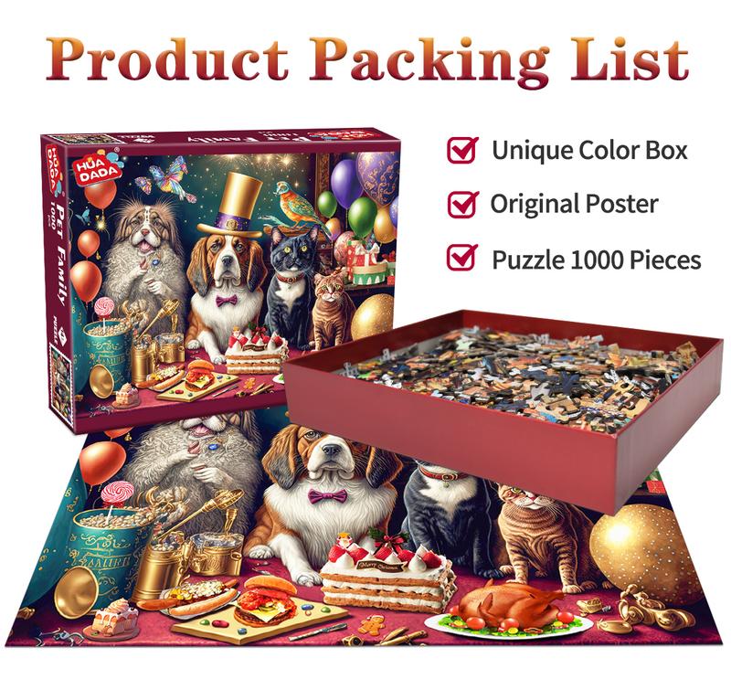 HUADADA 1000 Adult Puzzle Game "Pet Family", Holiday Gift Home Decoration, Family Games, Grandparent Brainstorming Jigsaw Puzzle 9 1922cbb87af242ff8d7c8c727ca07253~tplv omjb5zjo8w resize jpeg:800:743