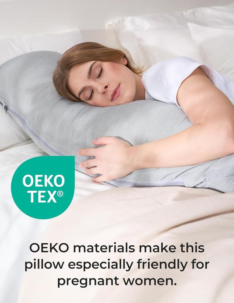 TikTok Shop Shaped Pregnancy Pillow for Sleeping with Cooling Cover Maternity Body Pillow for Pregnant Women Side Sleeper Support for Belly Hip Leg Deep Grey