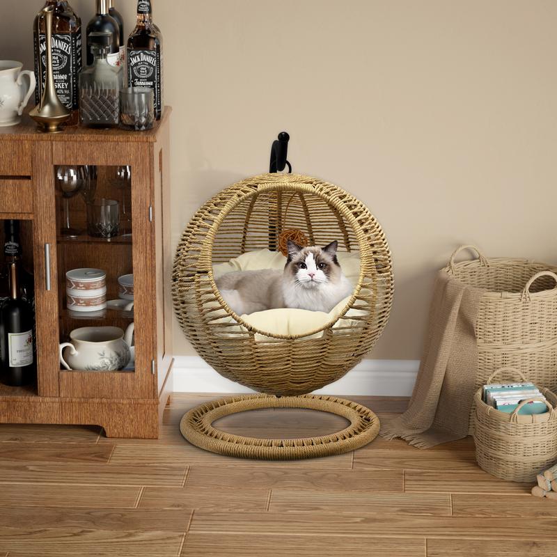 Hanging wicker ball cat bed best sale