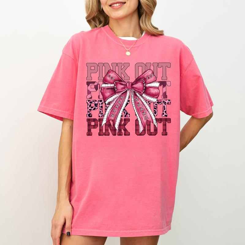 Pink Out Football Bow Tee Pink Out Football Bow Tee