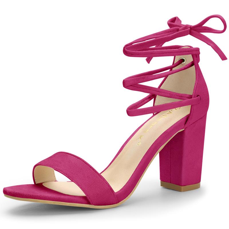 Dark pink strappy heels best sale