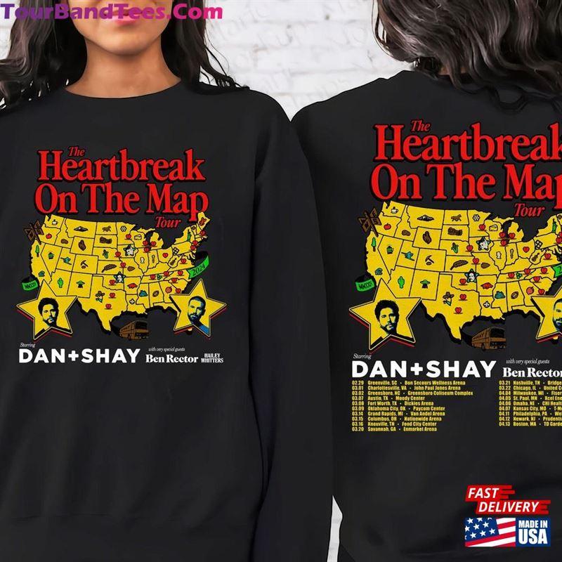 TikTok Shop Dan Shay 2024 Heartbreak On The Map Tour Shirt Band Fan Concert T shirt Classic Sweatshirt