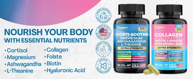Product Introduction of Shining Serenity Set - Zoyava Collagen & Cortisol All-in-One Multivitamin Combo - Made in USA with Extra Strength Ingredients 4