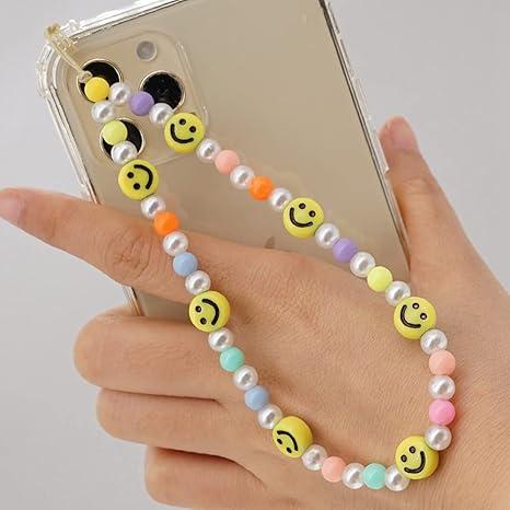 TikTok Shop: sunlight Shop Beaded Mobile Phone Lanyard Wrist Strap,  Colorful Smile Beads Chain Phone Charm Anti-lost Chain Cellphone Strap  Hanging Cord for Women Girl Summer Trend Smiley Cute Jewelry Accessories  Smartphone