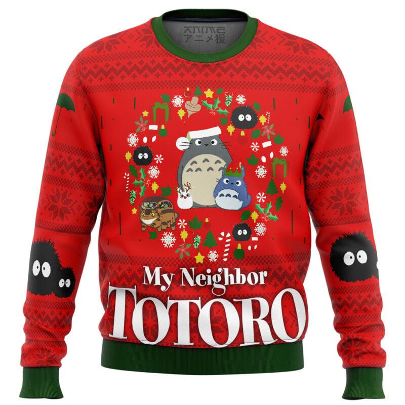 TikTok Shop Best Neighbor Totoro Ugly Christmas Sweater Adorable Studio Ghibli Holiday Wear Featuring the Beloved Forest Spirit from the Iconic Film