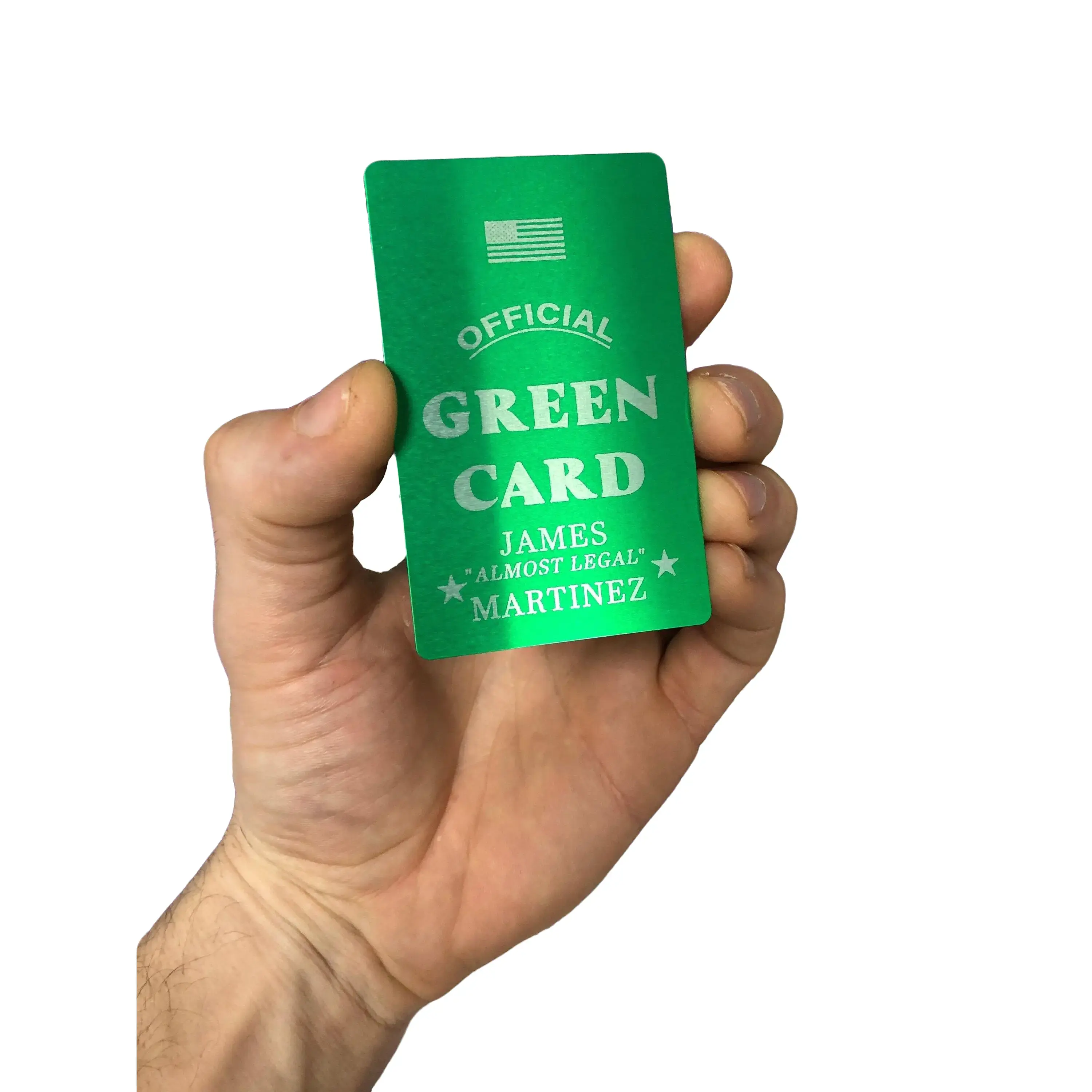 Metal Green Card *Your Name Here* Custom Gift, Laser Engraved Immigration Joke for Friends Family Coworker | Personalized | Fast Shipping