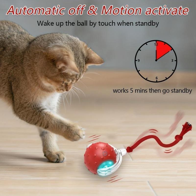 TikTok Shop Cat Rolling Ball Bird Chirping Interactive Cats Toys Motion Sensor Cat Toy Balls Random Rolling Pet Kitten Teaser Long Tail Toys