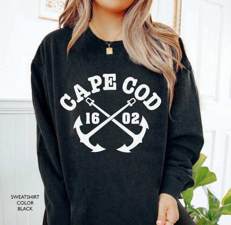 TikTok Shop Cape Cod Comfort Colors Sweatshirt Lightweight Crewneck Anchor 1602 Summer Sweatshirt Premium Quality Soft Unisex Cape Cod Sweatshirt Vintage 90s Casual Cotton