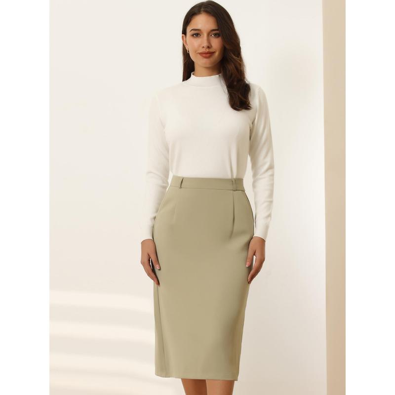 High waisted khaki pencil skirt hotsell