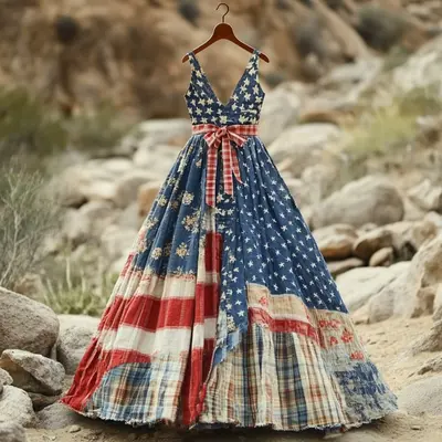 4th of july dresses Outfit M Accentuating this masterpiece is a wide 7/8 ribbon in bold red BAXLIMEK Maxi Dresses for Women,2025