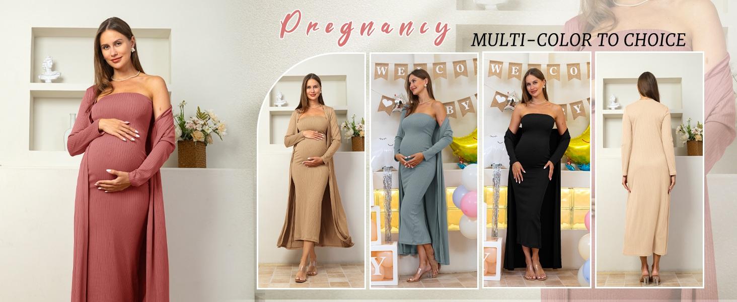 Maternity Tube Dress – Long Baby Shower Gown with Cardigan for Weddings & Gender Reveal Photos 7 28dba5f2b6df40dfabb37feaba6ec128~tplv omjb5zjo8w origin jpeg