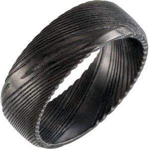 Black Damascus Steel 8 mm Patterned Band Black Damascus Steel 8 mm Patterned Band