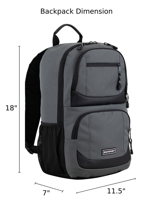 TikTok Shop Eastsport Unisex Commuter Tech Backpack Charcoal Multiple Pockets Laptop Sleeve Adjustable Straps