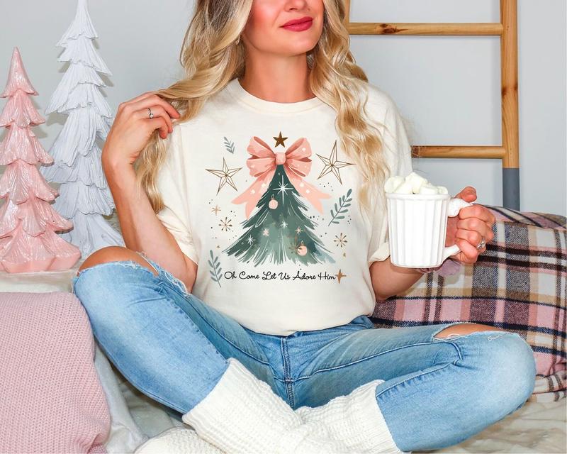 Christian Christmas Tree Coquette Bow Hoodie Christian Christmas Tree Coquette Bow Hoodie