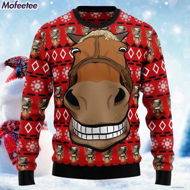 Horse christmas sweater best sale