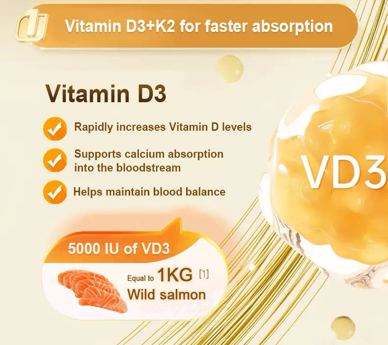 Product Introduction of Deal Supplement Vitamin D3+K2 | Immune Support | Bone Health | 250 Veggie Softgels Healthcare Dietary 8