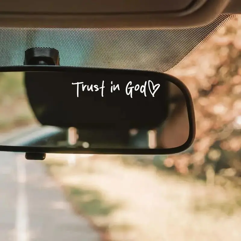 Product Introduction of 2pcs (black+white) Trust in God Car Rearview Mirror Sticker, Car Rearview Mirror Decal, Inspirational Vinyl Sticker, Ideal Christian Gift 8