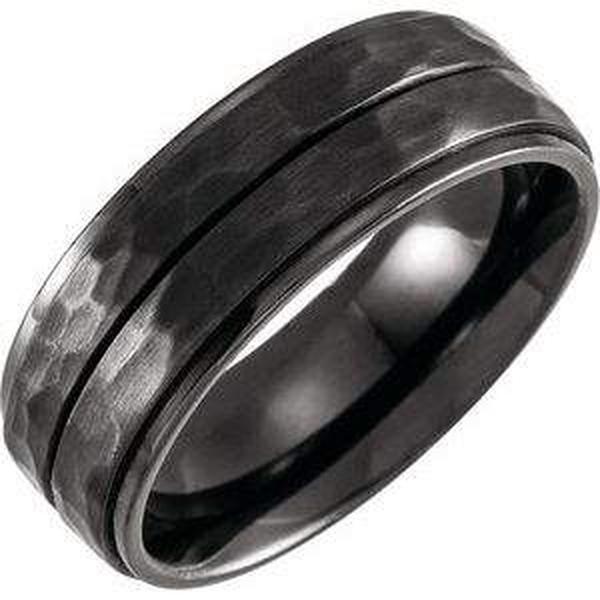 Black Titanium 8 mm Grooved Flat Edge Band Black Titanium 8 mm Grooved Flat Edge Band