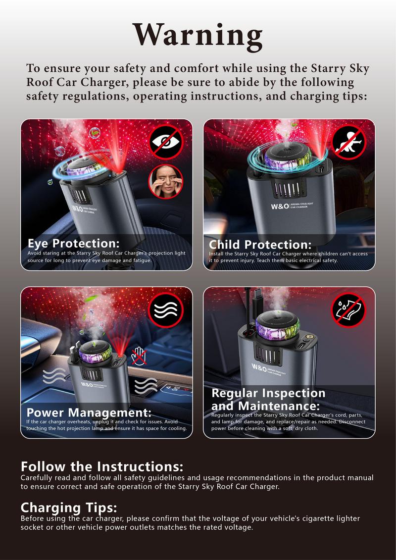 Product Introduction of W&O Aromatic Starlight In Car Roof Retractable Car Charger with Lightning Cable, Dual Charge Port (3*15ml Bottles), Fast Charging Adapter - Automotive 20