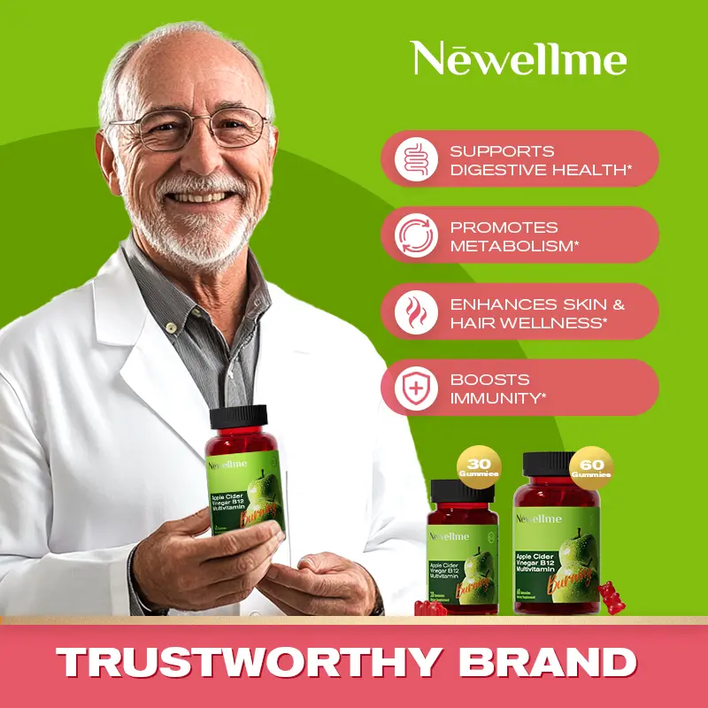 Product Introduction of Newellme Apple Cider Vinegar Gummy Vitamins-Vitamin B12,Gelatin-Free,Vegan&Nonn-GMO.-Boosts Immune Function, Digestive Health & Skin & Hair Wellness 5