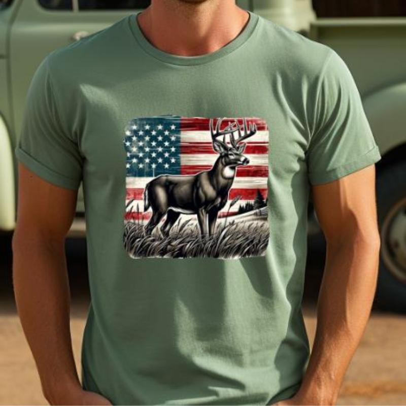 Elk Hunting Shirt - Vintage American Flag For Bow Hunters Elk Hunting Shirt - Vintage American Flag For Bow Hunters
