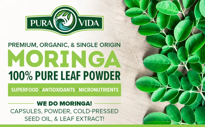 Product Introduction of Moringa Powder Capsules Organic - Pura Vida Moringa Leaf. Energy, Metabolism, & Immune Support. 120ct. 500mg Caps. Supplement Healthcare 2